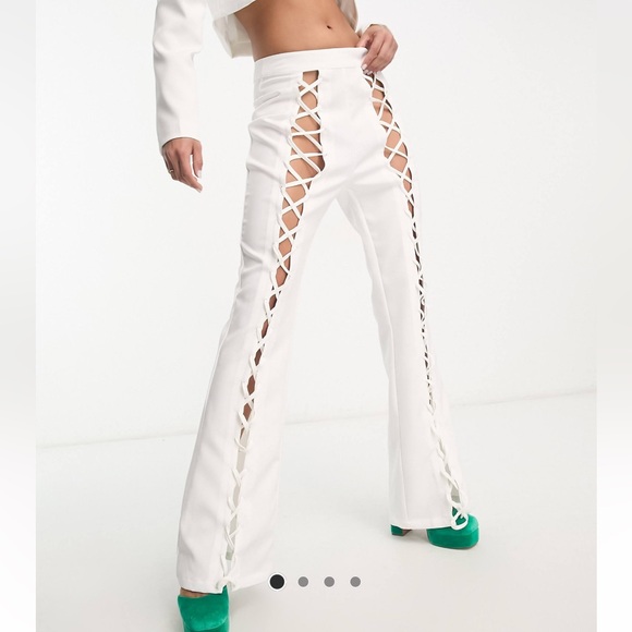 Lace front flare leg pants white - Picture 1 of 4